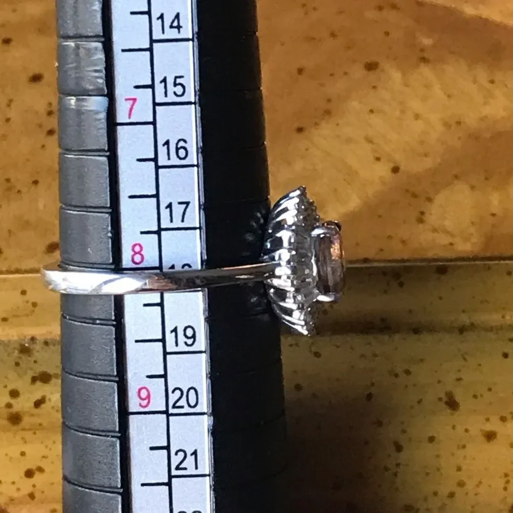 Natural Andalusite Sterling Silver Halo Ring Size 8